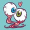 Couple love eyeball icon, hand drawn style