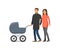 Couple in Love Family with Pram Isolated Vector