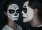 Couple in love with Halloween face art