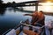 Couple in love have romantic time on boat