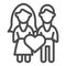 Couple in love line icon. Lovers couple , dating young people with heart shape symbol, outline style pictogram on white