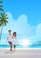Couple in love man woman embracing on tropical island sea beach sunrise seascape summer vacation concept landscape