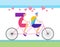 Couple Love Ride Tandem Bicycle Heart Shape