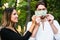 Couple in love share a money bill