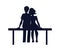 Couple in Love Sit on Bench Vector Illustration