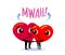 Couple in love. Two funny cartoon hearts kisses each other, holding their hands