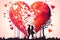 Couple in love united by a big red heart. Valentine\'s day.