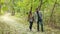 Couple in love walking in autumn forest