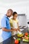 Couple making salad