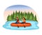 Couple male female character descent raft river, people float and rowing oar mountain lake isolated on white, flat