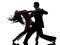 Couple man woman ballroom dancers tangoing silhouette