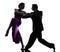 Couple man woman ballroom dancers tangoing silhouette