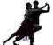 Couple man woman ballroom dancers tangoing silhouette