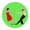 Couple man and woman dancing, vintage dance