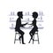 Couple, man and woman on a date, drinking cocktails at the bar counter silhouette