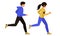A couple of a man and a woman doing sports together. People participate in running competitions. Vector illustration.