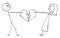 Couple Man and Woman Fighting For Broken Heart. End on Love. Vector Cartoon Stick Figure Illustration