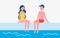 Couple Man and Woman Pool Vector Illustration