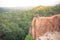 Couple Man and Woman sitting on cliff enjoying mountains and clouds landscape Love and Travel happy emotions Lifestyle concept.