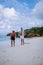 couple men and woman mid age on the beach of Curacao, Grote Knip beach Curacao Dutch Antilles Caribbean