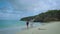 Couple men and woman mid age on the beach of Curacao, Grote Knip beach Curacao Dutch Antilles Caribbean