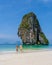 A couple of men and women at Railay Beach Krabi Thailand, the tropical beach of Railay Krabi