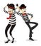 Couple of mime clowns artists