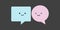 Couple of Modern Style Minimalist Colored Speech Bubbles with Smiling Faces on Dark Background - Vector Illustration, Design