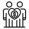 Couple money allowance icon, outline style