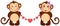 Couple of monkeys holding a banner garlands hearts