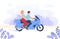 Couple on a motorcycle. Vector illustration motorbike