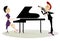 Couple musicians play music on violin and piano illustration