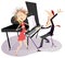 Couple musicians, singer woman and pianist man isolated illustration