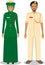 Couple of muslim policeman and policewoman standing together on white background in flat style. Police arabic concept