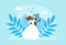 Couple of Newlyweds Dancing, Bride and Groom Characters at their Wedding Party Flat Vector Illustration