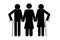 A couple of old parents with a daughter. Silhouette of family members. Vector image. Stock Photo