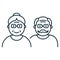 Couple of Old Senior Person Line Icon. Happy Elder Grandparents Linear Pictogram. Old Grandfather and Grandmother