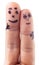 Couple painted on man\'s fingers.