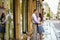 Couple in Paris walking on a rainy day