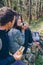 Couple pausing while doing trekking