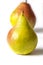 A couple pears on white background. Macro view