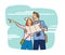 Couple people traveling on vacation. flat vector cartoon character design.