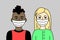 Couple Of People Wearing Face Masks. Two Young Adults, African or Brazilian Man, Blonde Woman. Protective Respirators