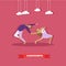 Couple performing contemporary dance. Girl and guy dancing concept vector illustration in flat style design