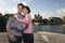 Couple Photographing Themselves In Front Of Notre Dame Cathedral