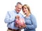 Couple with piggy bank.