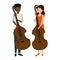 Couple playing cello characters