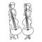 Couple playing cello characters