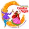 Couple playing Dandiya in disco Garba Night poster for Navratri Dussehra festival of India