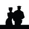 Couple in police uniform silhouette
